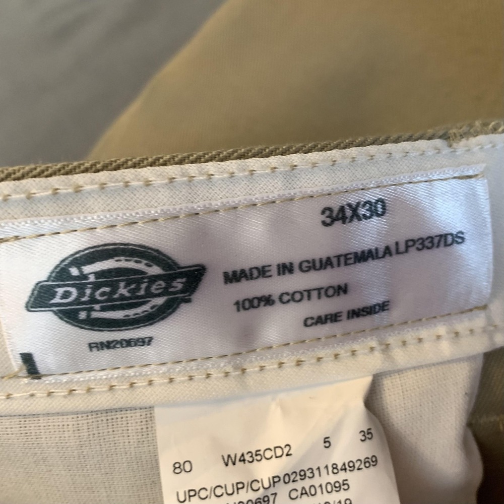 Dickies Cargo Pants Mens 34x30 Beige Cotton Straight Leg Workwear‎ Uniform - Picture 2 of 7